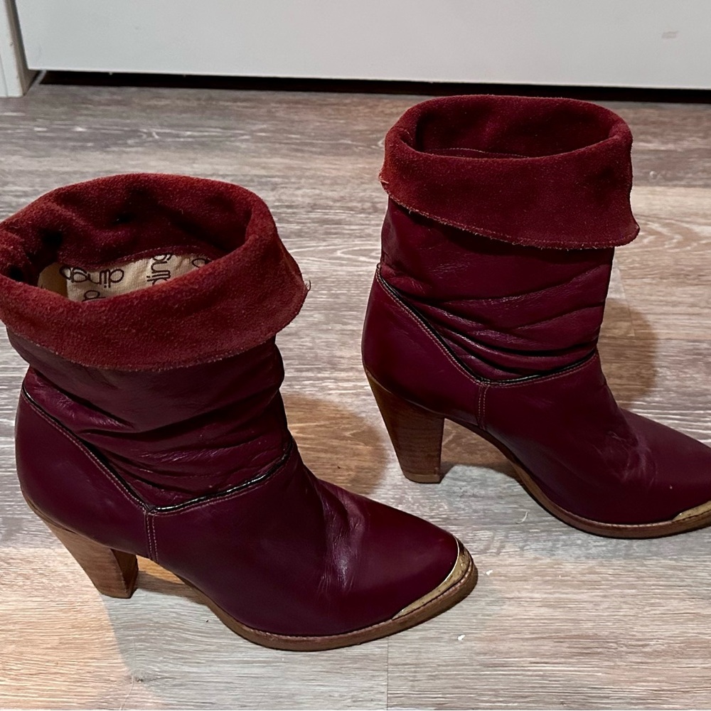 VINTAGE 70s Dingo Women's Burgundy Leather Boots - Picture 4 of 9